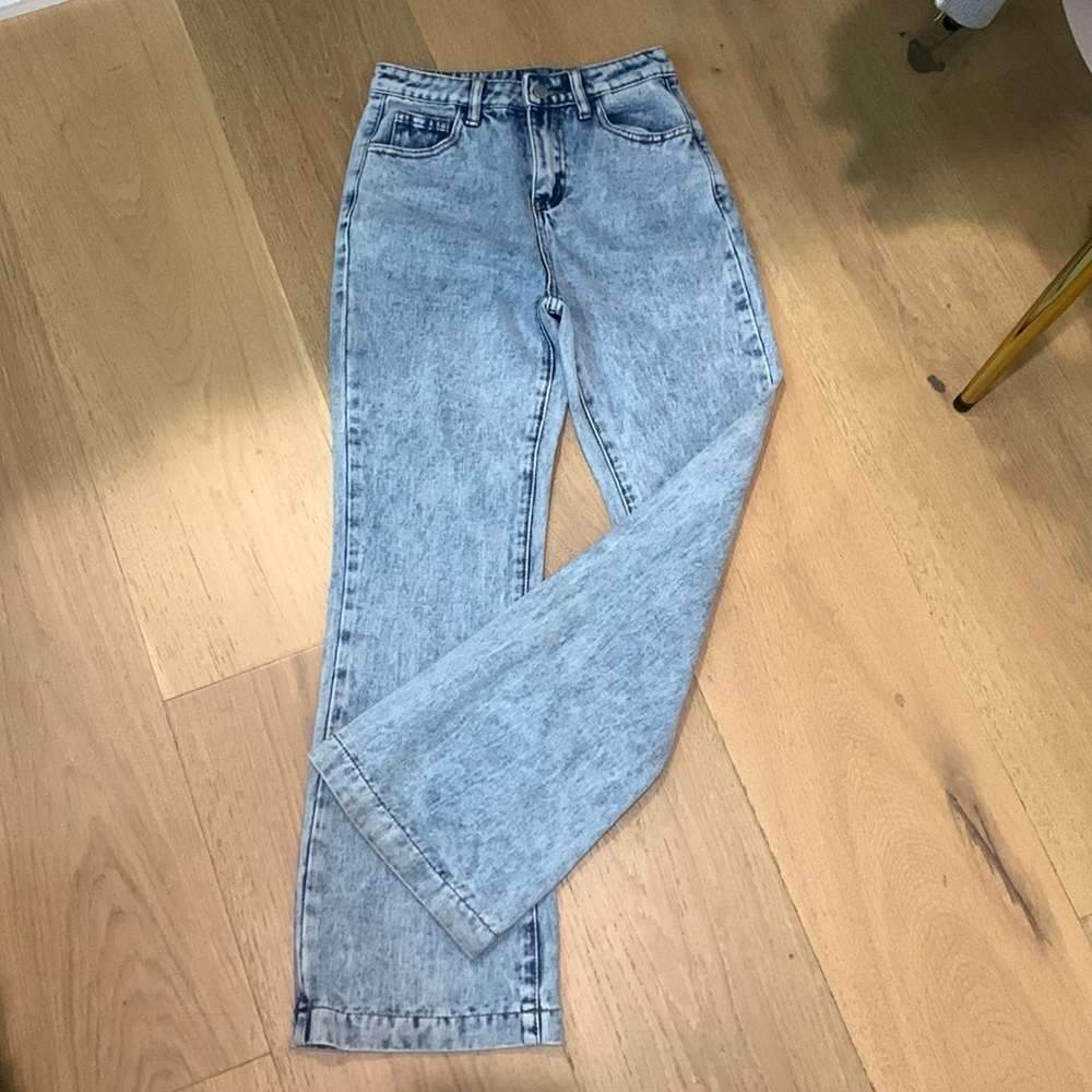 SHEIN Teen Girls Slant Pocket Flare Leg Jeans